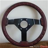 classic wooden steering wheel with steel frame, italian matt mahogany type, 100% rebuilt.