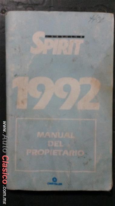 Manual  Del Propietario Del Dodge Spirit 1992