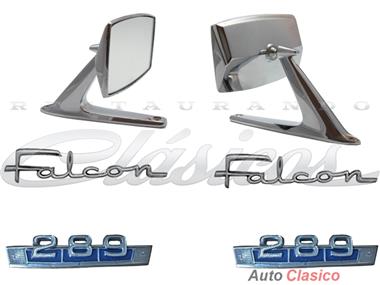 Emblem and mirror set for Ford Falcon 68 - 70