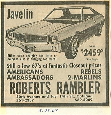 Ramble JAVELIN SST American Motors Defensa Trasera