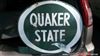 Antiguo Anuncio La "Q" Quaker State Gigante Con Balazos De Doble Cara Porcelanizado
