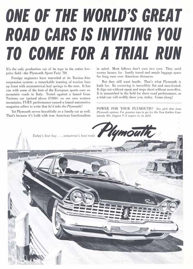 Plymouth Fury 1959 #529 publicidad impresa