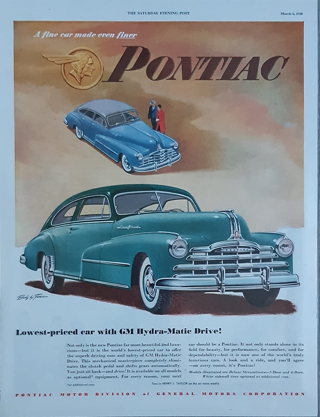 Pontiac Deluxe Streamliner 1948 #1172 publicidad impresa