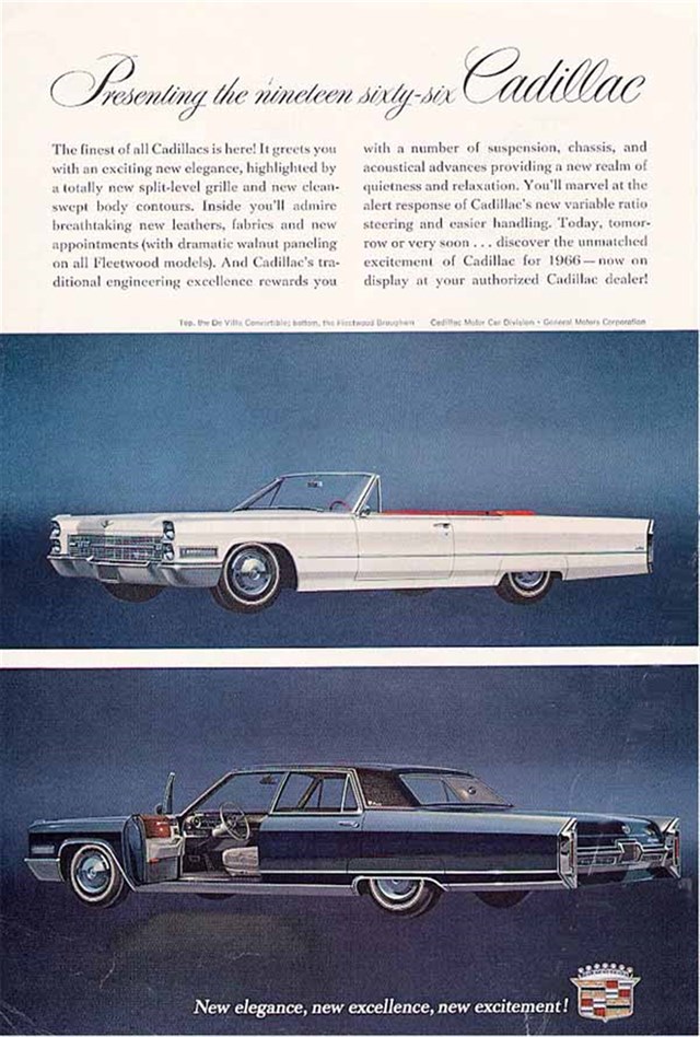 Cadillac de Ville 1966 #1016 publicidad impresa