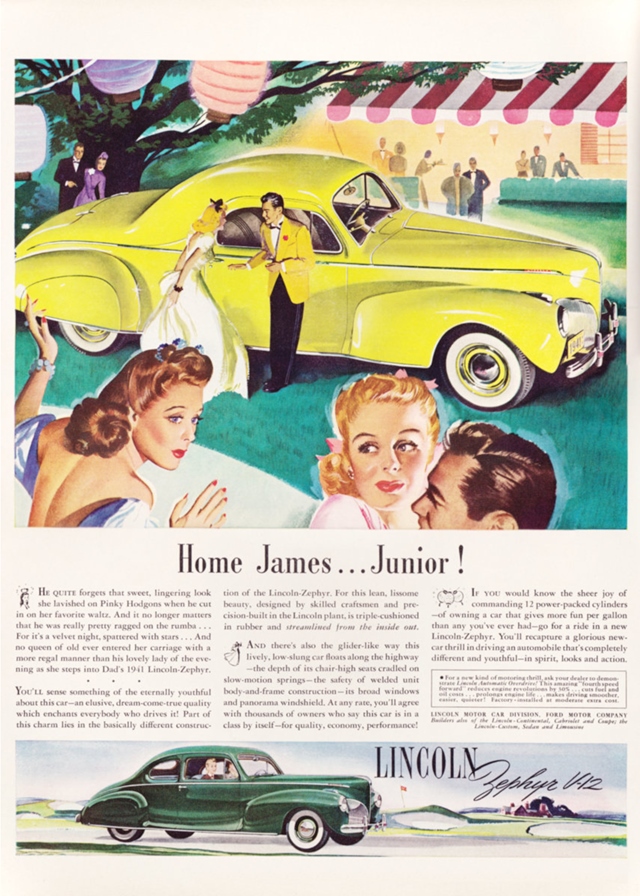 Lincoln Zephyr 1941 #1178 publicidad impresa