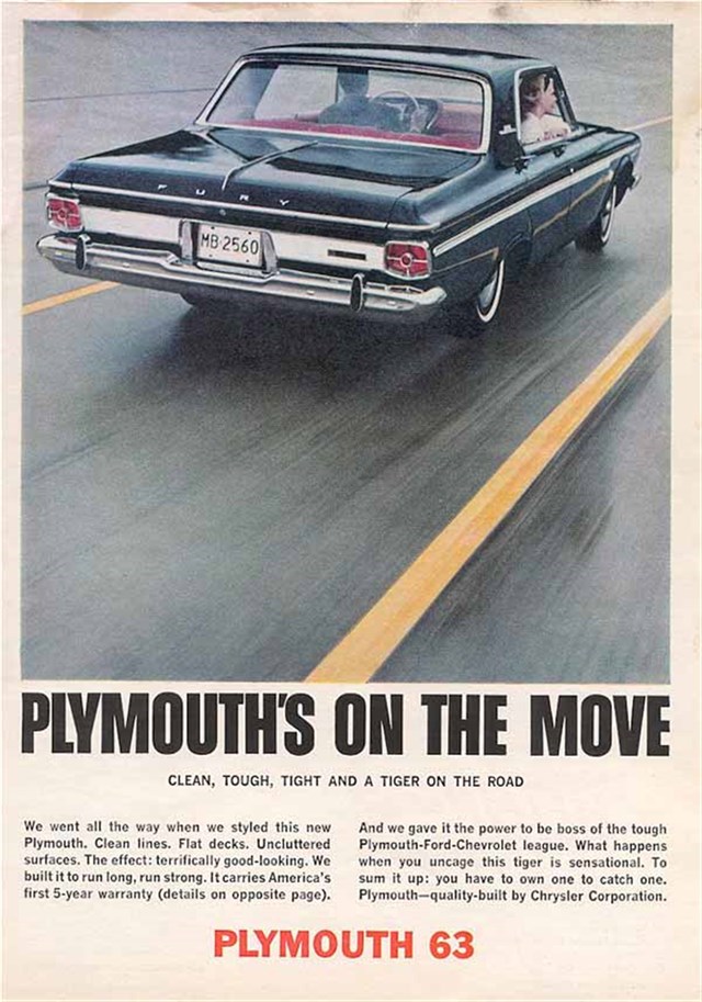 Plymouth Fury 1963 #719 publicidad impresa