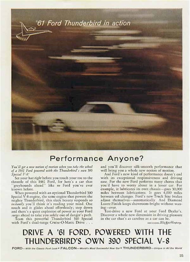 Ford Thunderbird 1961 #311 publicidad impresa