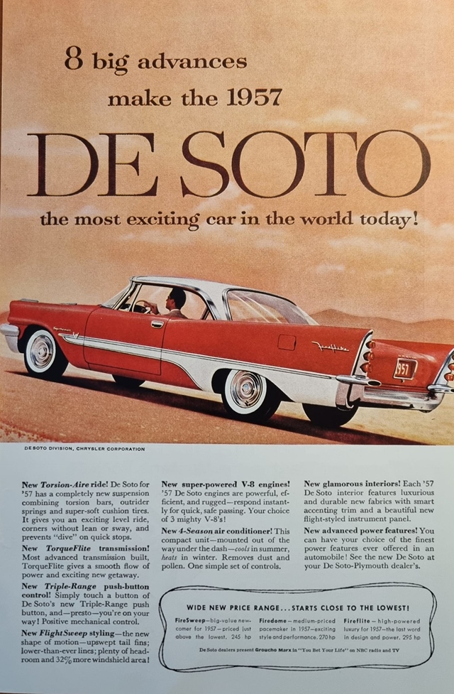 Advertising of DeSoto Fireflite 1957 #1184