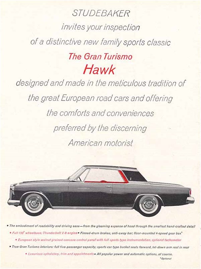 Studebaker Hawk 1962 #736 publicidad impresa