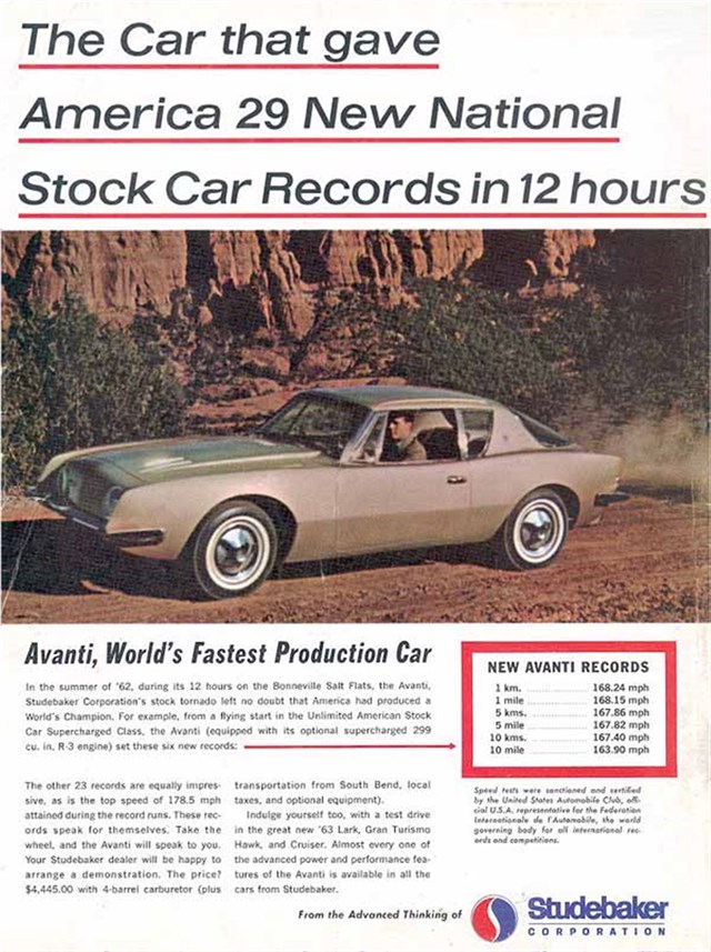Studebaker Avanti 1963 #737 publicidad impresa