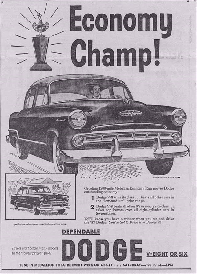 Dodge Coronet 1953 #330 publicidad impresa