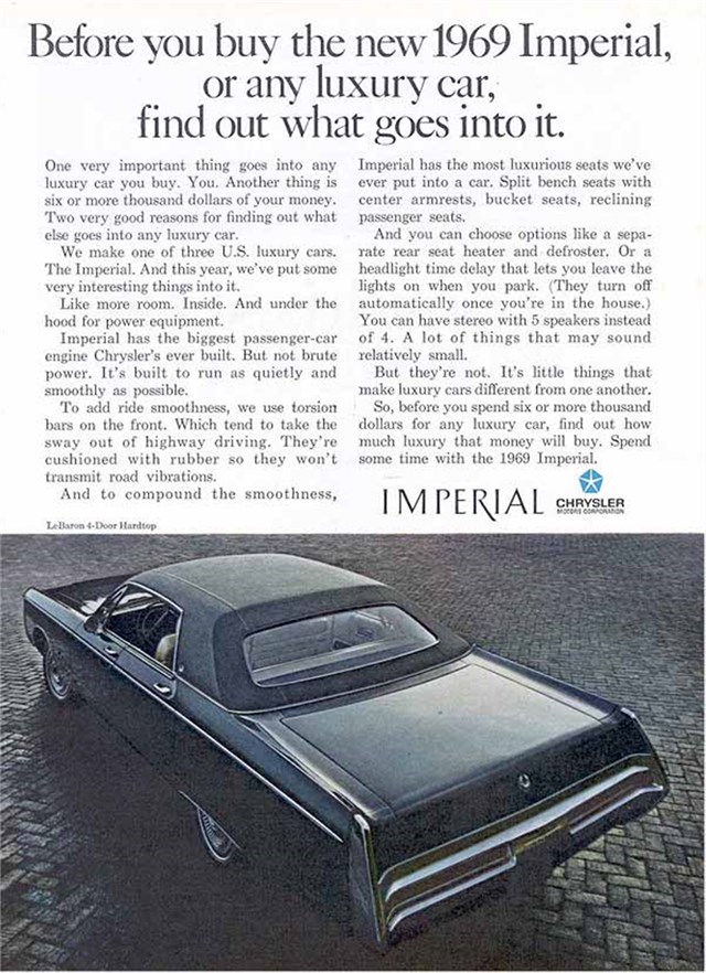 Chrysler Imperial 1969 #842 publicidad impresa