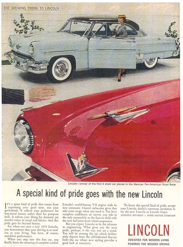 Lincoln Capri 1954 #433 publicidad impresa