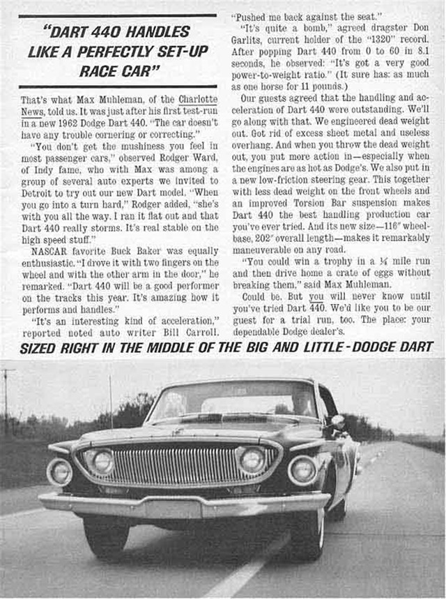 Dodge Dart 1962 #647 publicidad impresa