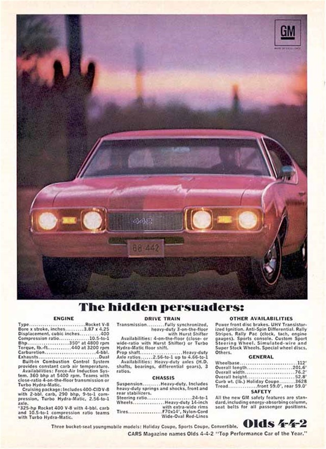 Oldsmobile 442 1968 #849 publicidad impresa