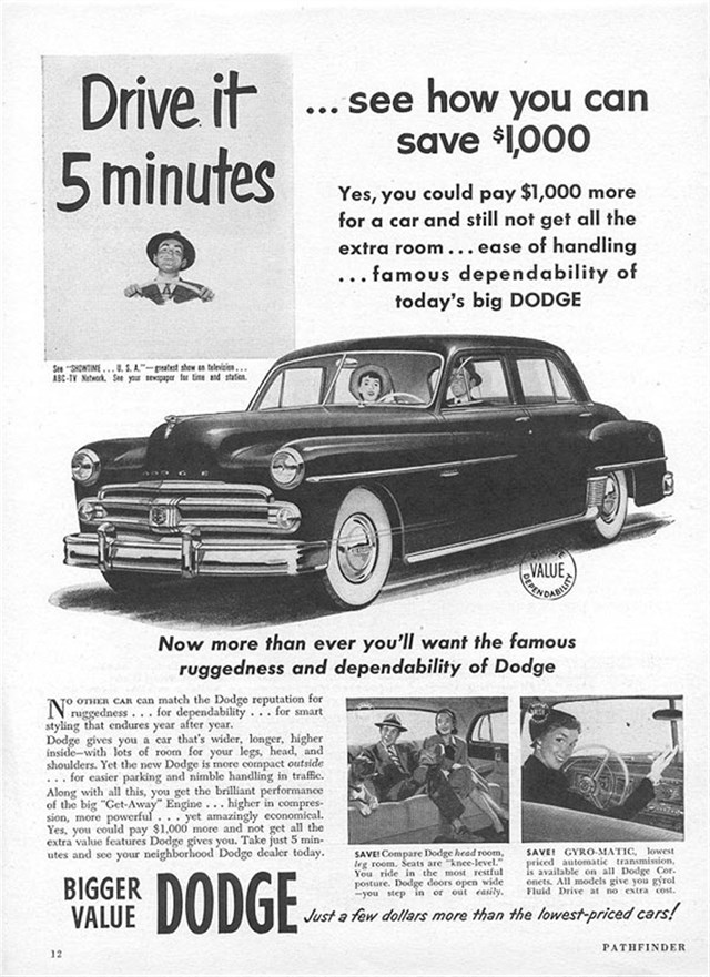 Dodge Varios 1950 #1147 publicidad impresa