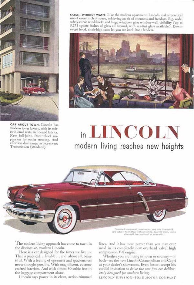 Lincoln Capri 1952 #342 publicidad impresa
