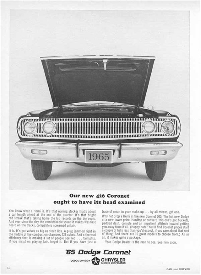 Advertising of Dodge Coronet 1965 #654