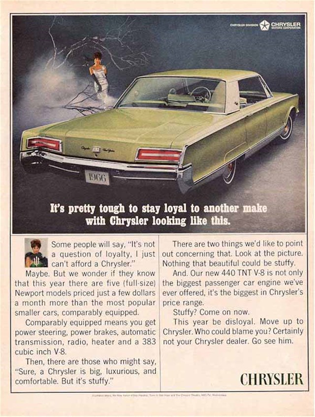 Chrysler New Yorker 1966 #762 publicidad impresa