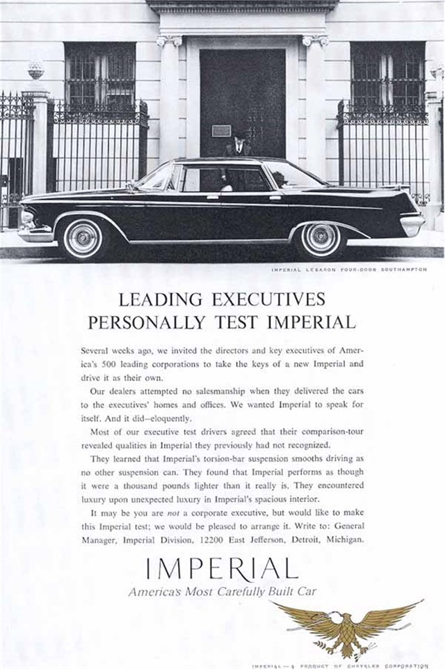 Chrysler Imperial 1962 #667 publicidad impresa