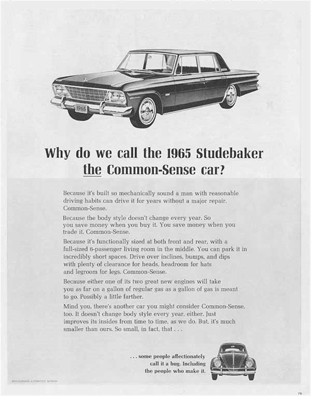 Studebaker Varios 1965 #670 publicidad impresa