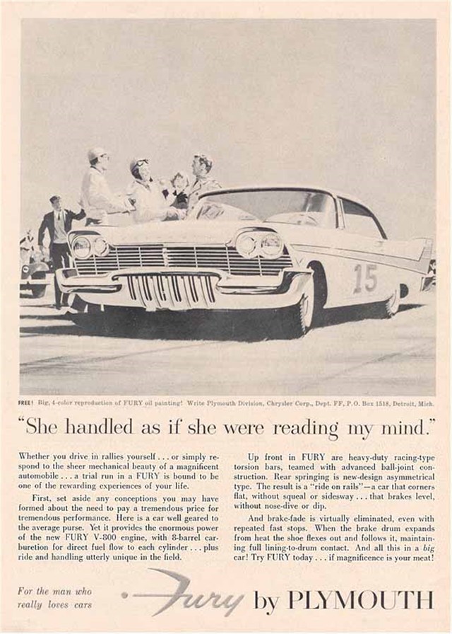 Plymouth Fury 1957 #461 publicidad impresa