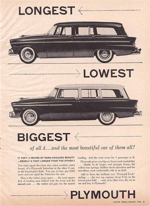 Plymouth Vagoneta 1955 #464 publicidad impresa