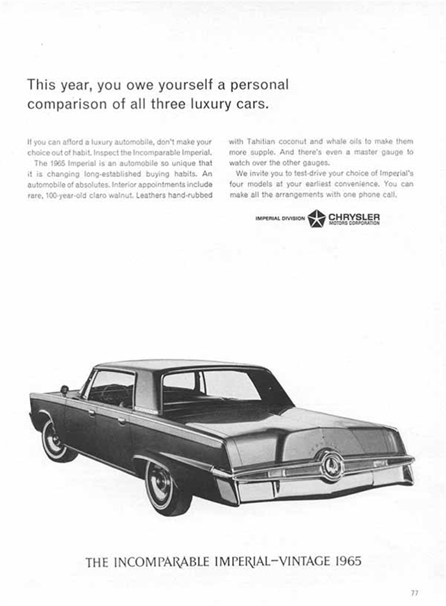 Chrysler Imperial 1965 #681 publicidad impresa
