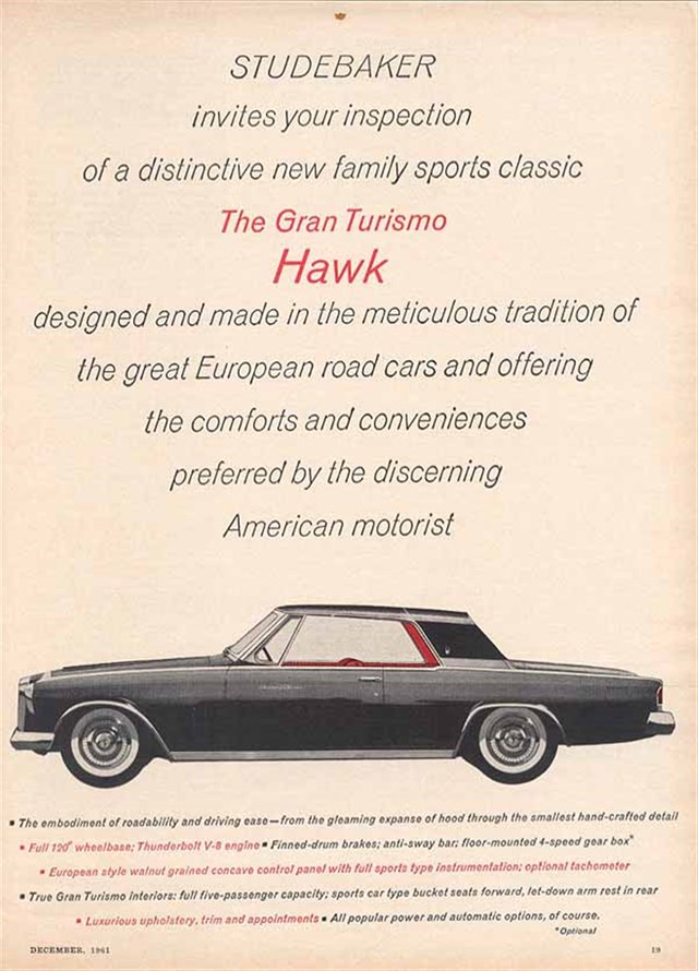 Studebaker Hawk 1961 #582 publicidad impresa