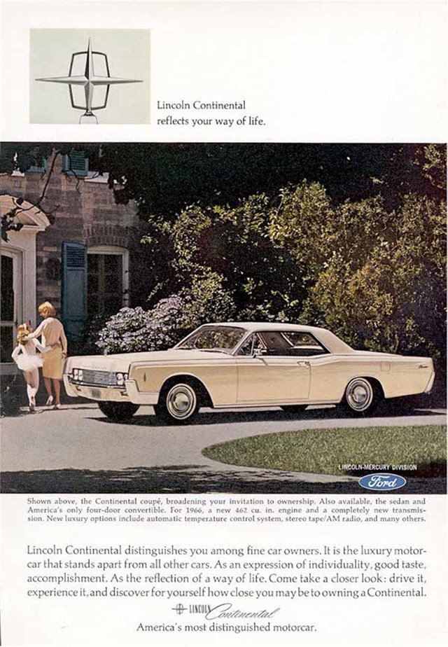 Lincoln Continental 1966 #782 publicidad impresa