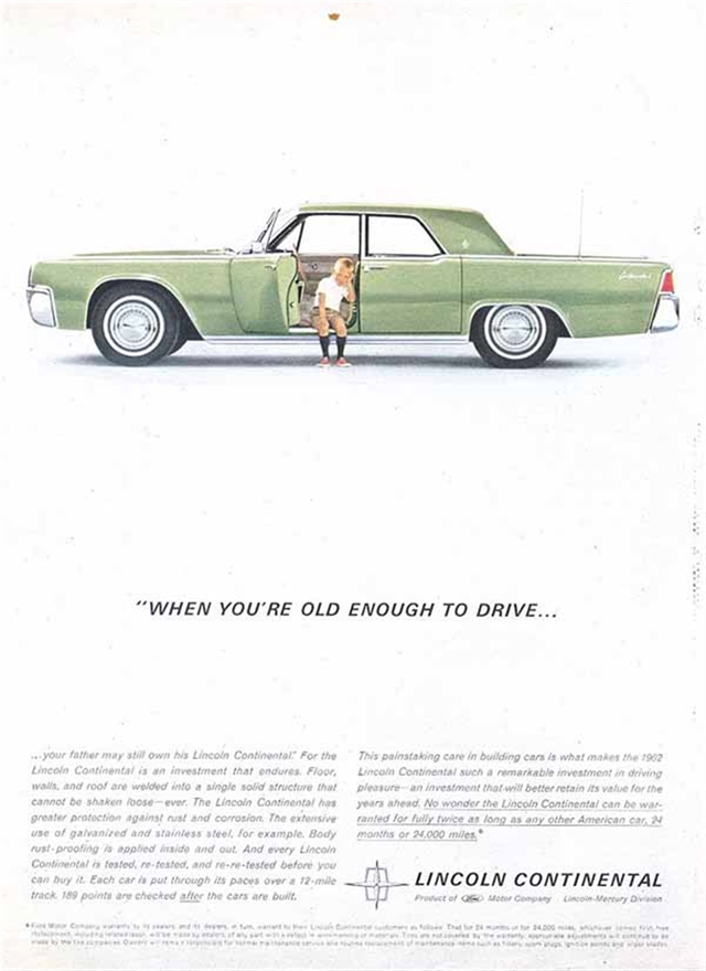 Lincoln Continental 1962 #683 publicidad impresa