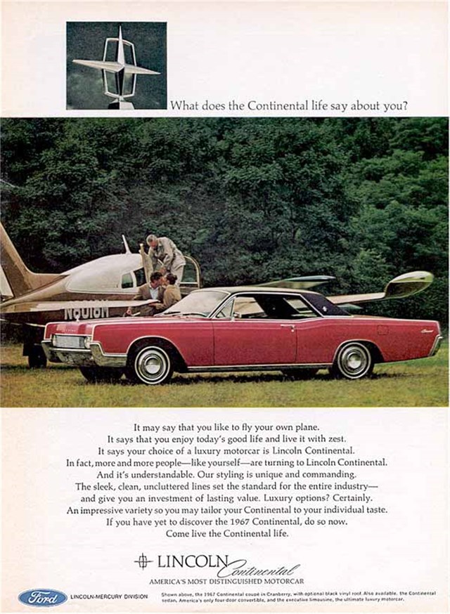 Lincoln Continental 1967 #785 publicidad impresa