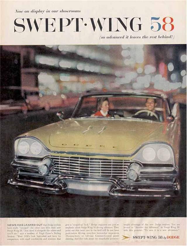 Dodge Royal Lancer 1958 #504 publicidad impresa