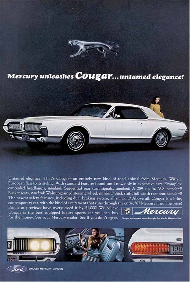 Mercury Cougar 1967 #787 publicidad impresa