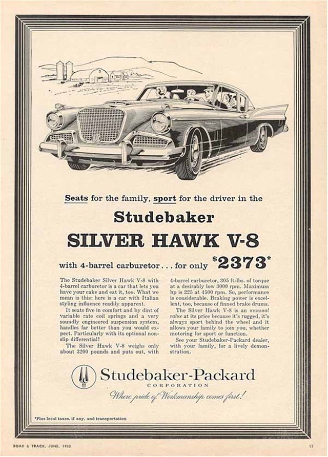 Studebaker Silver Hawk 1957 #476 publicidad impresa