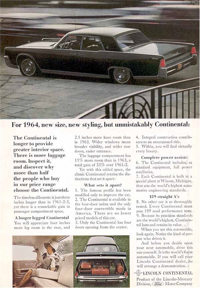 Lincoln Continental 1964 #688 publicidad impresa