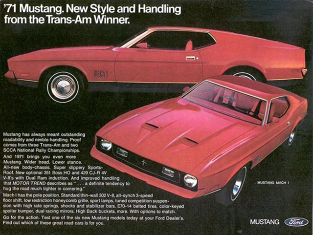 Ford Mustang 1971 #1086 publicidad impresa