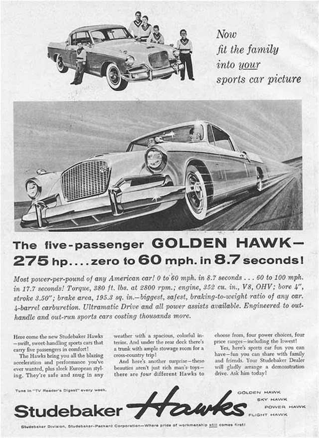 Studebaker Silver Hawk 1956 #478 publicidad impresa