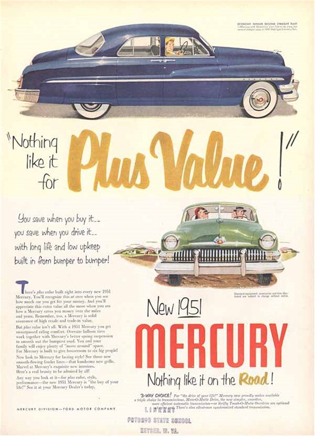 Mercury Varios 1951 #283 publicidad impresa