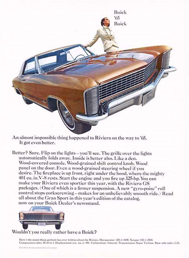 Buick Riviera 1965 #607 publicidad impresa
