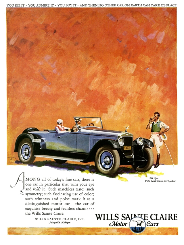 Wills Sainte Claire Six Roadster 1927 #1223 publicidad impresa