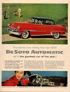 ¡Miles de personas que ahora conducen el nuevo DeSoto automático de 1954 lo llaman el mejor auto del año!