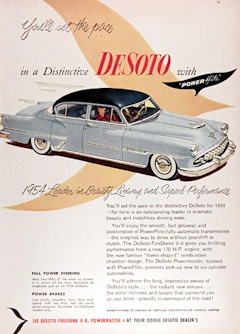 Marcarás el ritmo en un distintivo DeSoto con PowerFlite 1954, líder en belleza, lujo y rendimiento superior