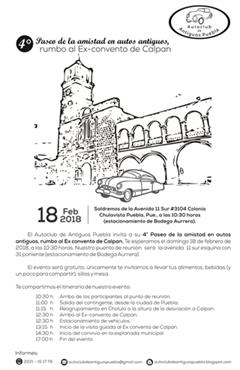 4o Paseo de la amistad en autos antiguos, rumbo al Ex-Convento de Calpan