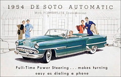 1954 DeSoto automático con transmisión PowerFlite. Dirección asistida a tiempo completo... hace que girar sea tan fácil como marcar un teléfono