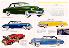 Los modelos más inteligentes y mejor construidos en la historia de DeSoto. Sedán de cuatro puertas DeSoto. Cupé club personalizado DeSoto. El descapotable DeSoto. Sedán carry-all DeSoto. El deprtivo DeSoto.