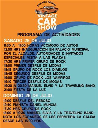 San Luis Potosí Vintage Car Show - Programa de Actividades | 